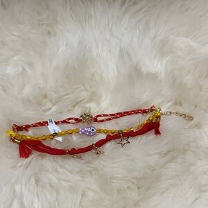 Red and Yellow Beaded Bracelet Set free people nwt